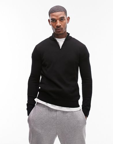 Pull classique en maille à col zippé - Topman - Modalova