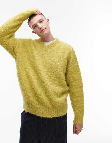 Pull duveteux à col V - Topman - Modalova