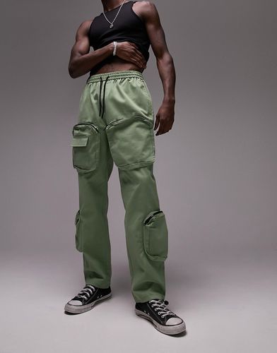 Pantalon cargo droit avec poches à l'avant - Topman - Modalova