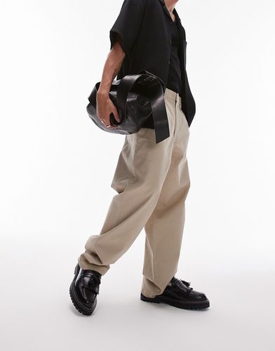 Pantalon chino large - Taupe - Topman - Modalova