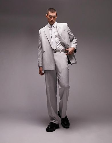 Pantalon de costume de mariage coupe large en tissu brossé moucheté - Topman - Modalova