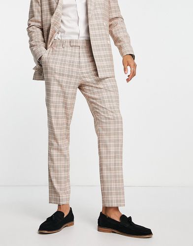 Pantalon de costume slim fuselé à carreaux - Taupe et rose - Topman - Modalova