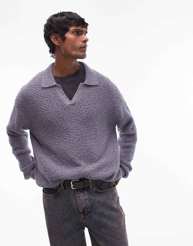 Polo avec col à revers en maille de coton - clair - Topman - Modalova