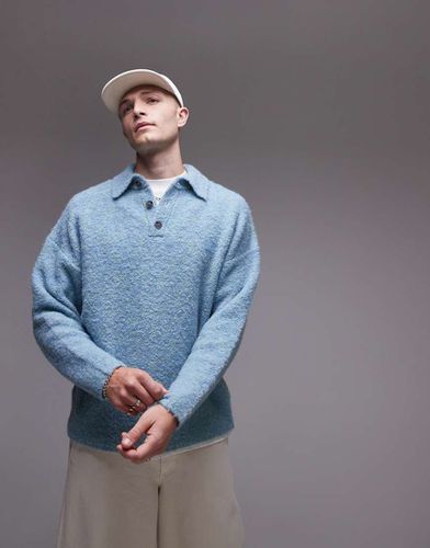 Polo oversize en maille bouclée - chiné - Topman - Modalova