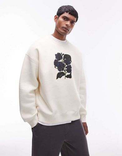 Sweat oversize à imprimé fleurs abstraites - Écru - Topman - Modalova