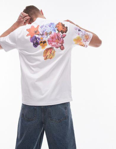 T-shirt oversize avec imprimé fleurs à l'avant et au dos - Topman - Modalova
