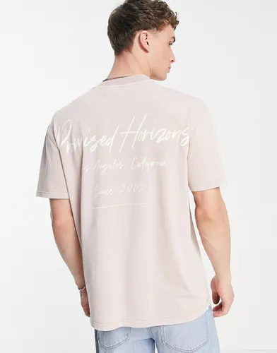 T-shirt oversize avec imprimé Promised Horizons au dos - Taupe - Topman - Modalova