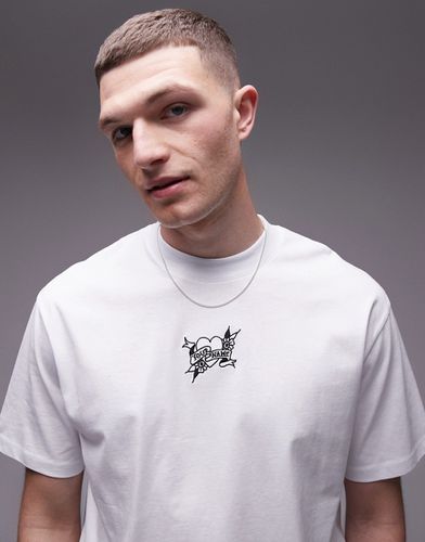 T-shirt ultra oversize avec caur et mot brodés style tatouage - Topman - Modalova