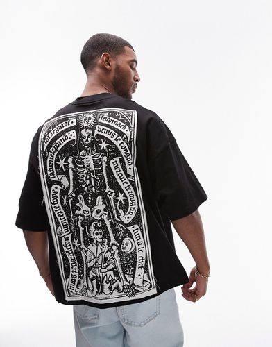 T-shirt ultra oversize avec écusson squelette zodiaque devant et au dos - Topman - Modalova