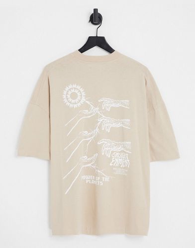 T-shirt ultra oversize avec esquisse imprimée - Taupe - Topman - Modalova