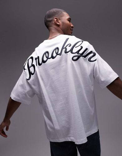 T-shirt ultra oversize épais avec inscription Brooklyn » brodée à l'avant et au dos - Topman - Modalova