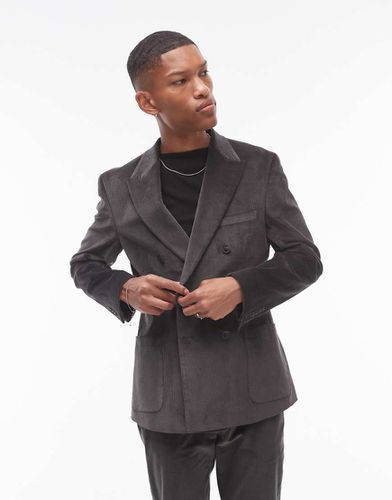 Veste de costume ajustée en velours côtelé - Anthracite - Topman - Modalova