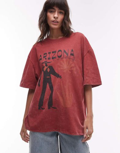 T-shirt oversize à imprimé Arizona coupe décontractée - Bordeaux - Topshop - Modalova