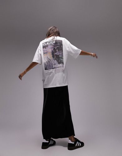 T-shirt oversize avec imprimé Lis de Claude Monet National Gallery - Écru - Topshop - Modalova