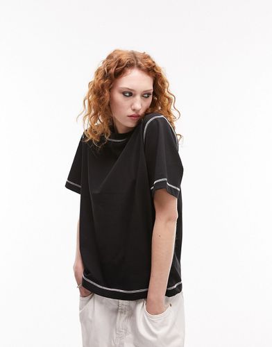 T-shirt basique de première qualité à coutures contrastantes - Noir - Topshop - Modalova