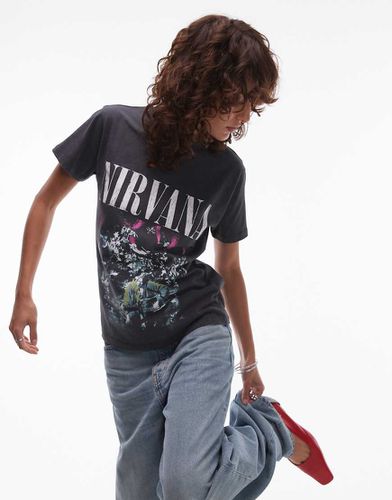 T-shirt cintré avec motif Nirvana sous licence - Topshop - Modalova