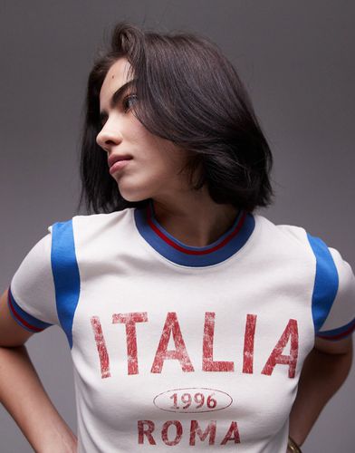 T-shirt coupe carrée sportive à inscription Italia - Topshop - Modalova