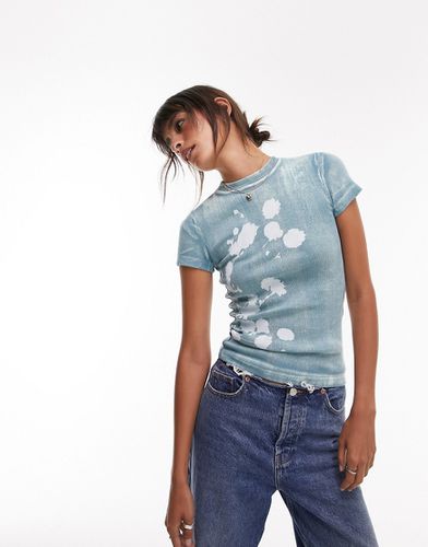 T-shirt effet rétréci à imprimé photo fleur flouté - Topshop - Modalova
