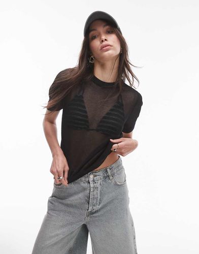 T-shirt en maille transparente - Topshop - Modalova