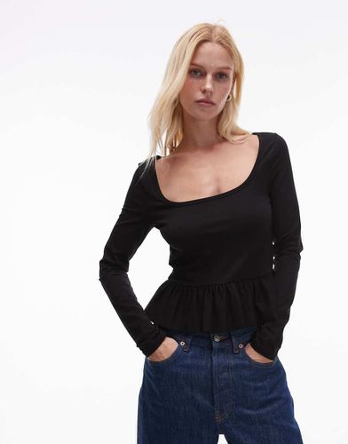 Top manches longues avec ourlet à basque - Topshop - Modalova