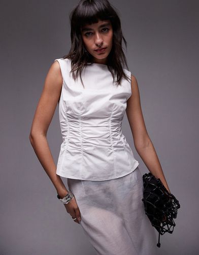 Top sans manches avec détail froncé style corset - Ivoire - Topshop - Modalova