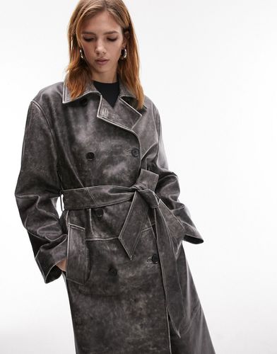 Trench-coat en cuir véritable - délavé - Topshop - Modalova