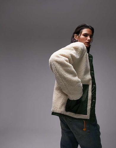 Veste doublée matelassée avec imitation peau de mouton sur l'envers - /crème - Topshop - Modalova