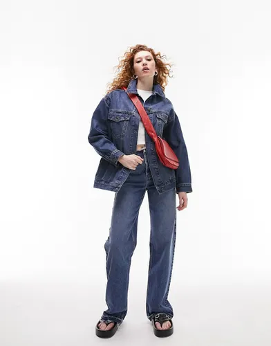 Veste en jean oversize coupe dad - moyen - Topshop - Modalova