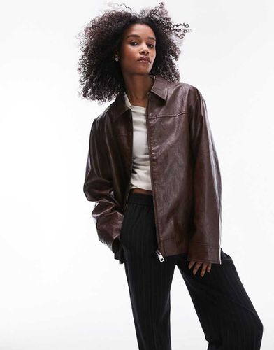 Veste en similicuir et vinyle craquelé - Topshop - Modalova