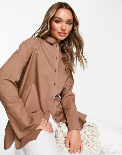 Chemise en popeline à manchettes - Chocolat - Topshop - Modalova