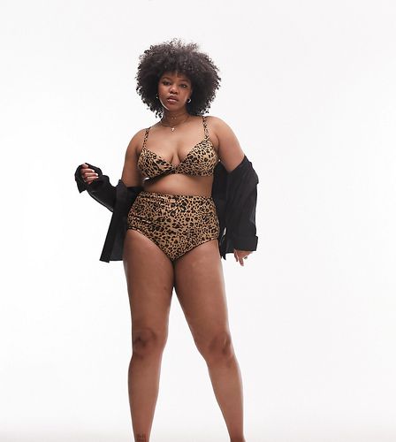 Curve - Bas de bikini taille haute à imprimé léopard - Topshop - Modalova
