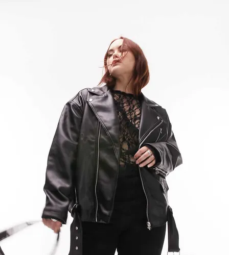 Curve - Blouson style motard oversize en similicuir - Topshop - Modalova