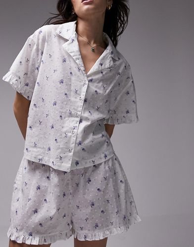 Ensemble de pyjama en coton imprimé fleuri avec short et chemise à volants - Topshop - Modalova