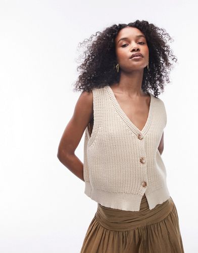 Gilet de costume en maille épaisse - Taupe - Topshop - Modalova