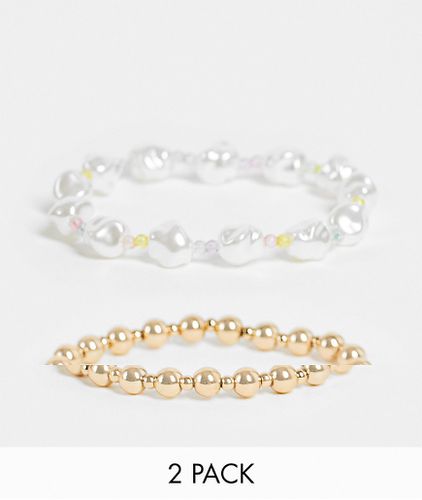 Lot de 2 bracelets à perles fantaisie - Blanc et - Topshop - Modalova