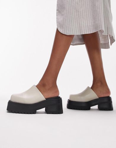 Luna - Mules sabots épaisses en cuir de qualité supérieure - Neutre - Topshop - Modalova