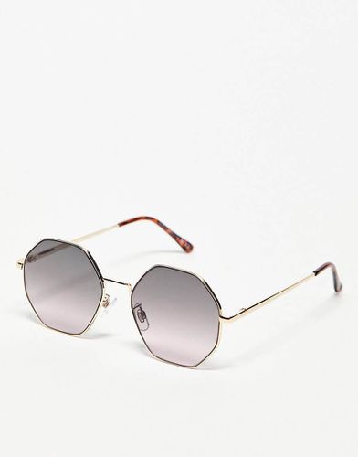 Lunettes de soleil en métal avec fine monture hexagonale - Topshop - Modalova