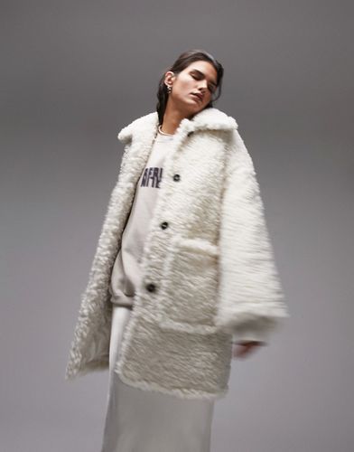 Manteau imitation peau de mouton chunky - Crème - Topshop - Modalova