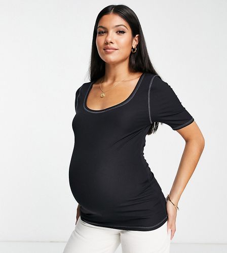 T-shirt basique à encolure dégagée contrastante de qualité supérieure - Topshop Maternity - Modalova