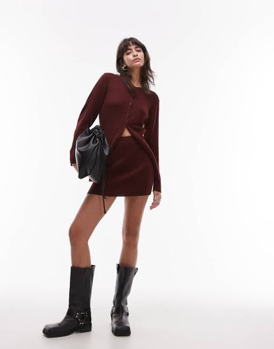 Mini-jupe d'ensemble en maille compacte - Bordeaux - Topshop - Modalova