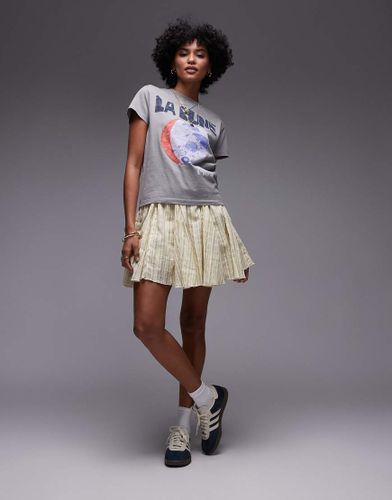 Mini-jupe fluide raye en coton  godets - et vert - Topshop - Modalova