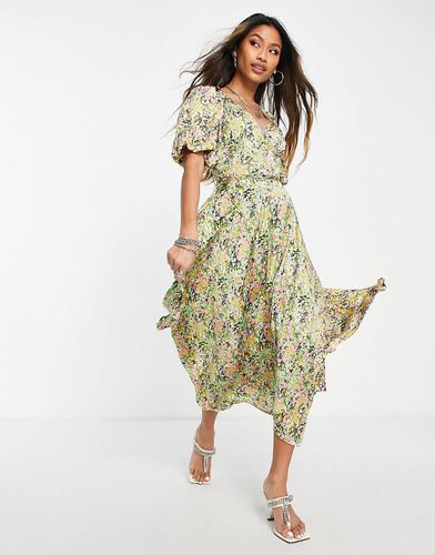 Mix and Match - Robe portefeuille mi-longue à imprimé floral - Topshop - Modalova