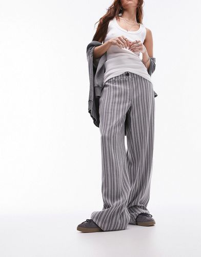 Pantalon taille basse rayé en lin - Topshop - Modalova