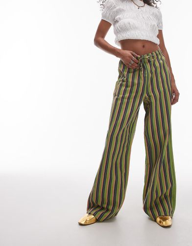 Pantalon à rayures en lin mélangé - Multicolore - Topshop - Modalova