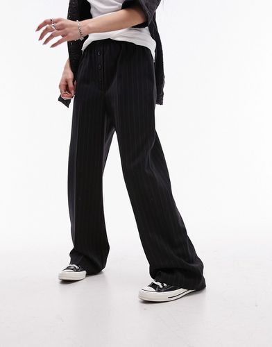 Pantalon ajusté à enfiler avec détail braguette façon boxer et rayures - Topshop - Modalova