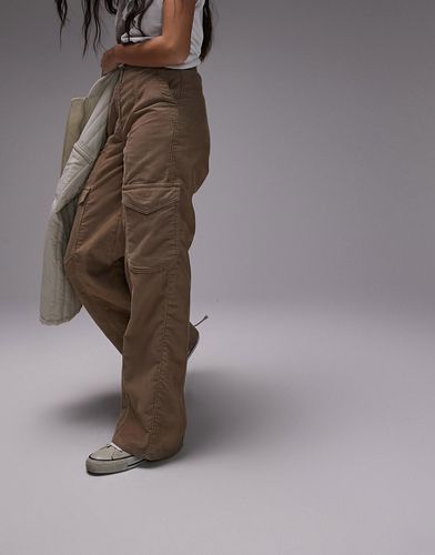 Pantalon cargo droit utilitaire en velours côtelé - Beige - Topshop - Modalova