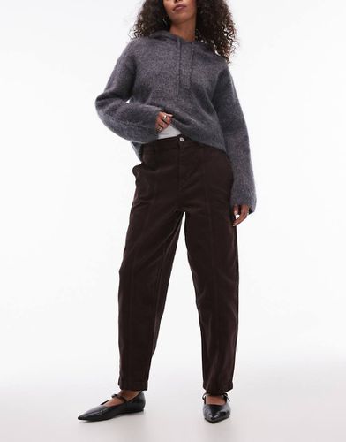 Pantalon droit surpiqué - Marron - Topshop - Modalova