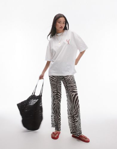 Pantalon froissé transparent à imprimé abstrait - et blanc - Topshop - Modalova