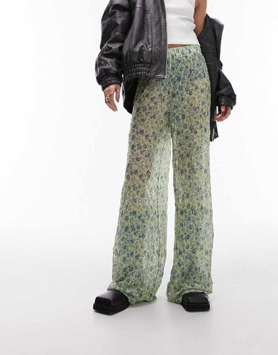 Pantalon froissé transparent à petites fleurs - Topshop - Modalova