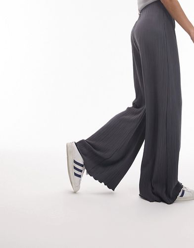 Pantalon large plissé - Anthracite - Topshop - Modalova